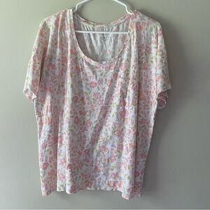 J. Jill Women's XL Floral Short Sleeve Ultra soft Pajama Top Cotton Modal